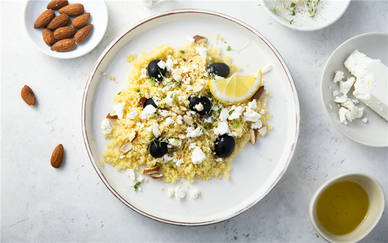 Couscous with Feta Cheese and Black Olives