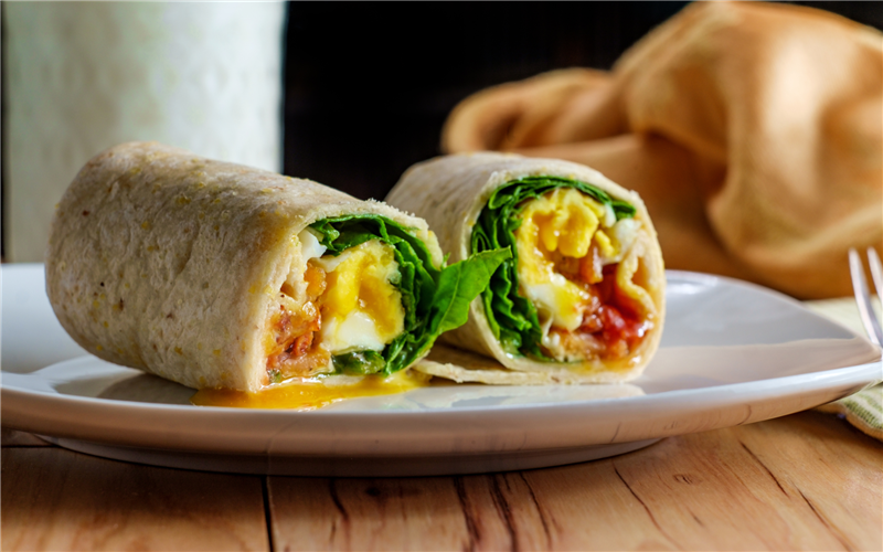 Spinach and egg wrap